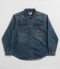 Carhartt Lincoln Shirt Jacket in Blue Worn Used Wash
