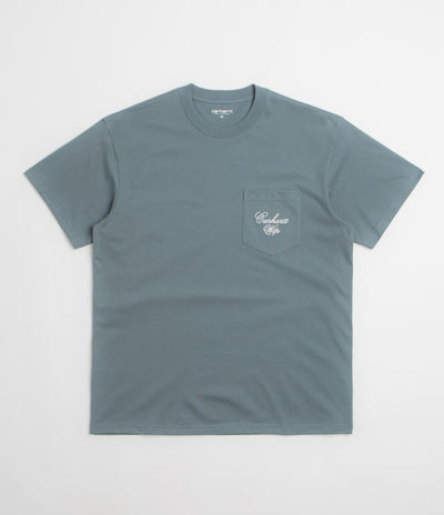 Carhartt Longhand Pocket T-Shirt in Cozy Blue and White