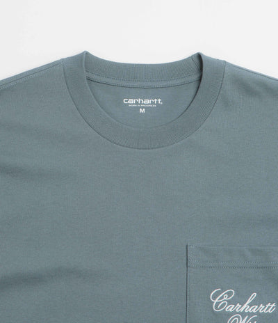 Carhartt Longhand Pocket T-Shirt in Cozy Blue and White