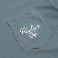 Carhartt Longhand Pocket T-Shirt in Cozy Blue and White thumbnail