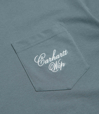 Carhartt Longhand Pocket T-Shirt in Cozy Blue and White