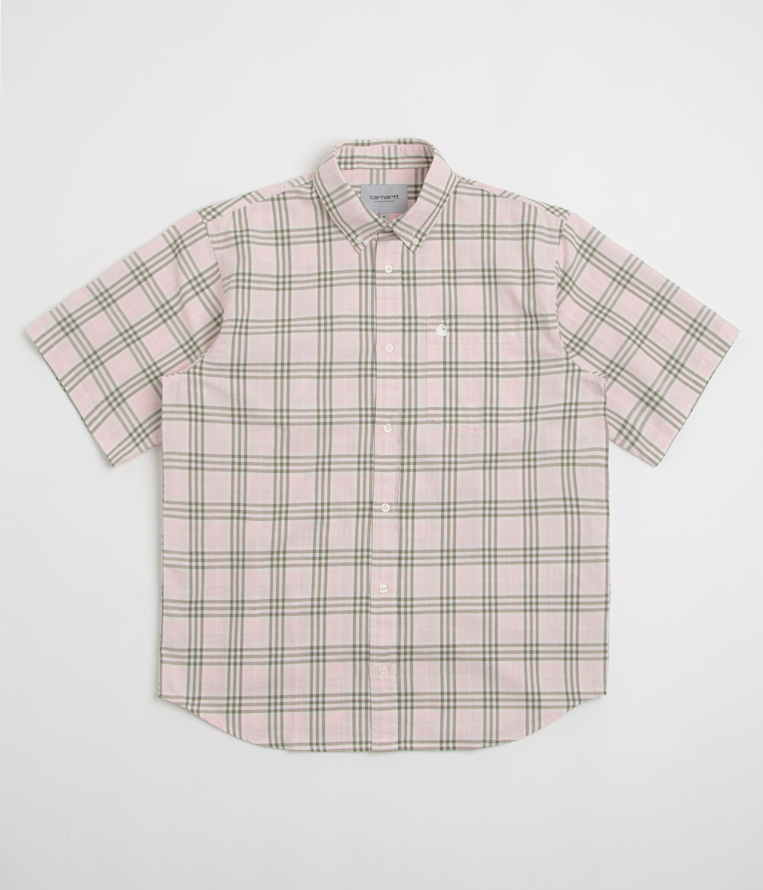 Carhartt Niven Short Sleeve Shirt in Niven Check and Air Pink / Wax