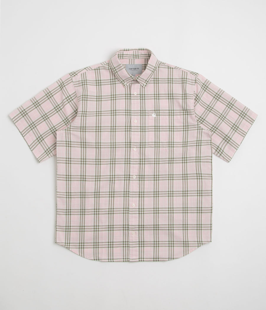 Carhartt Niven Short Sleeve Shirt in Niven Check and Air Pink / Wax