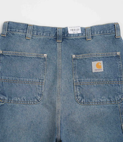 Carhartt OG Aden Double Knee Denim Shorts - Blue Grind Wash