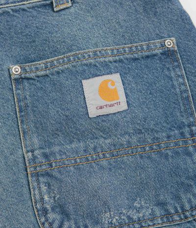 Carhartt OG Aden Double Knee Denim Shorts - Blue Grind Wash