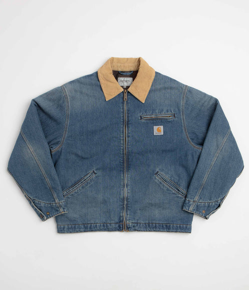 Carhartt OG Detroit Jacket - Blue / Dusty Hamilton Brown Old Used Wash