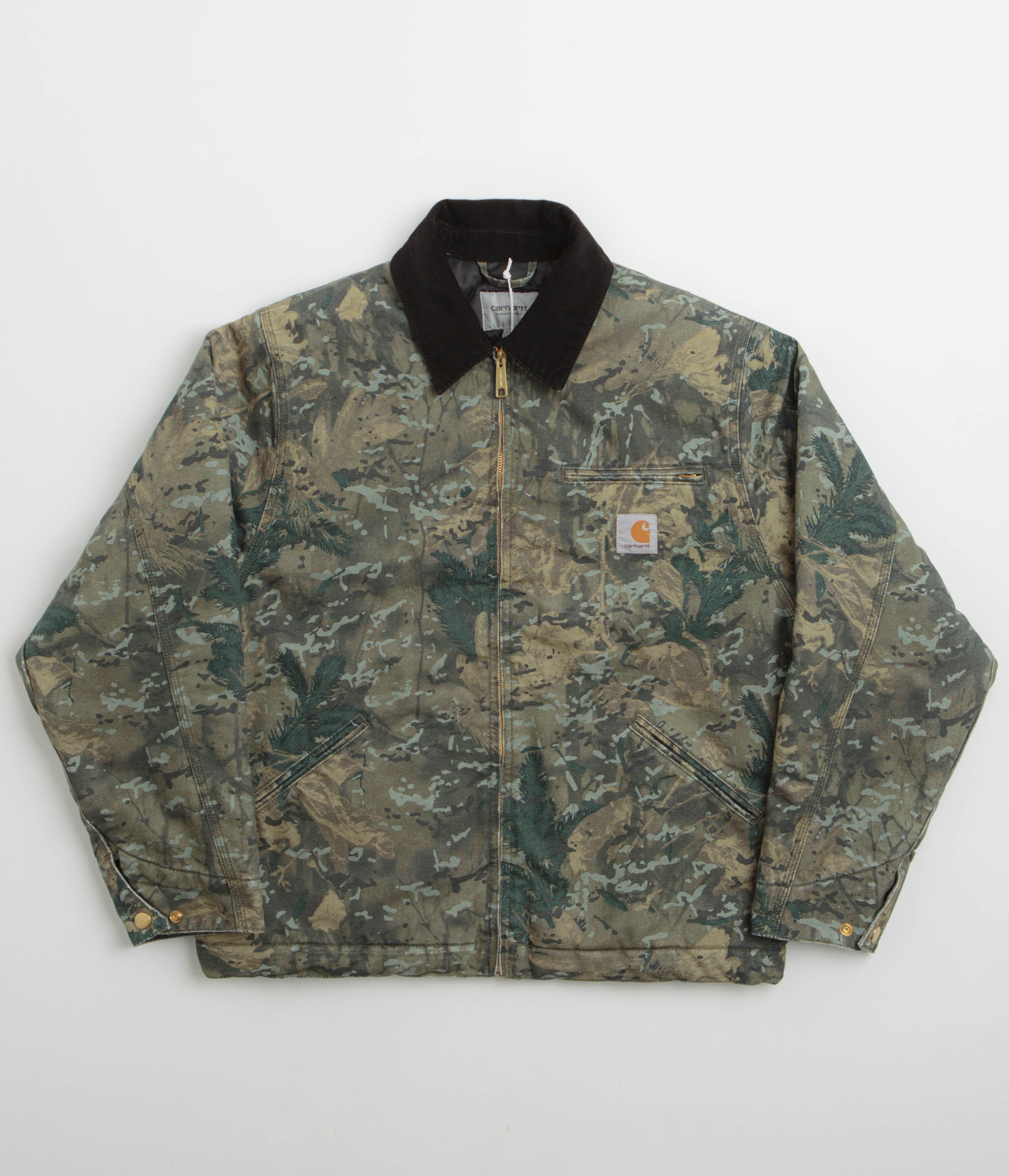 Carhartt OG Detroit Jacket in Camo Combi and Green / Black Stone Washed