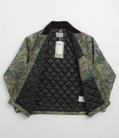 Carhartt OG Detroit Jacket in Camo Combi and Green / Black Stone Washed