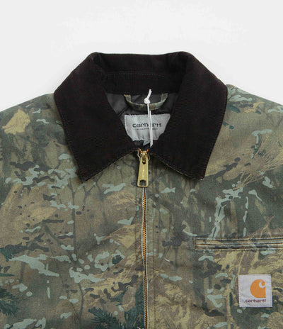 Carhartt OG Detroit Jacket in Camo Combi and Green / Black Stone Washed