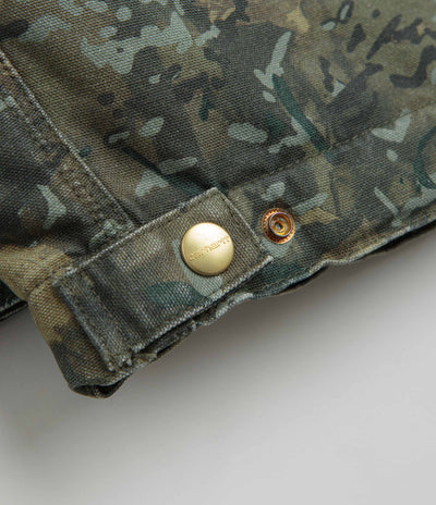 Carhartt OG Detroit Jacket in Camo Combi and Green / Black Stone Washed