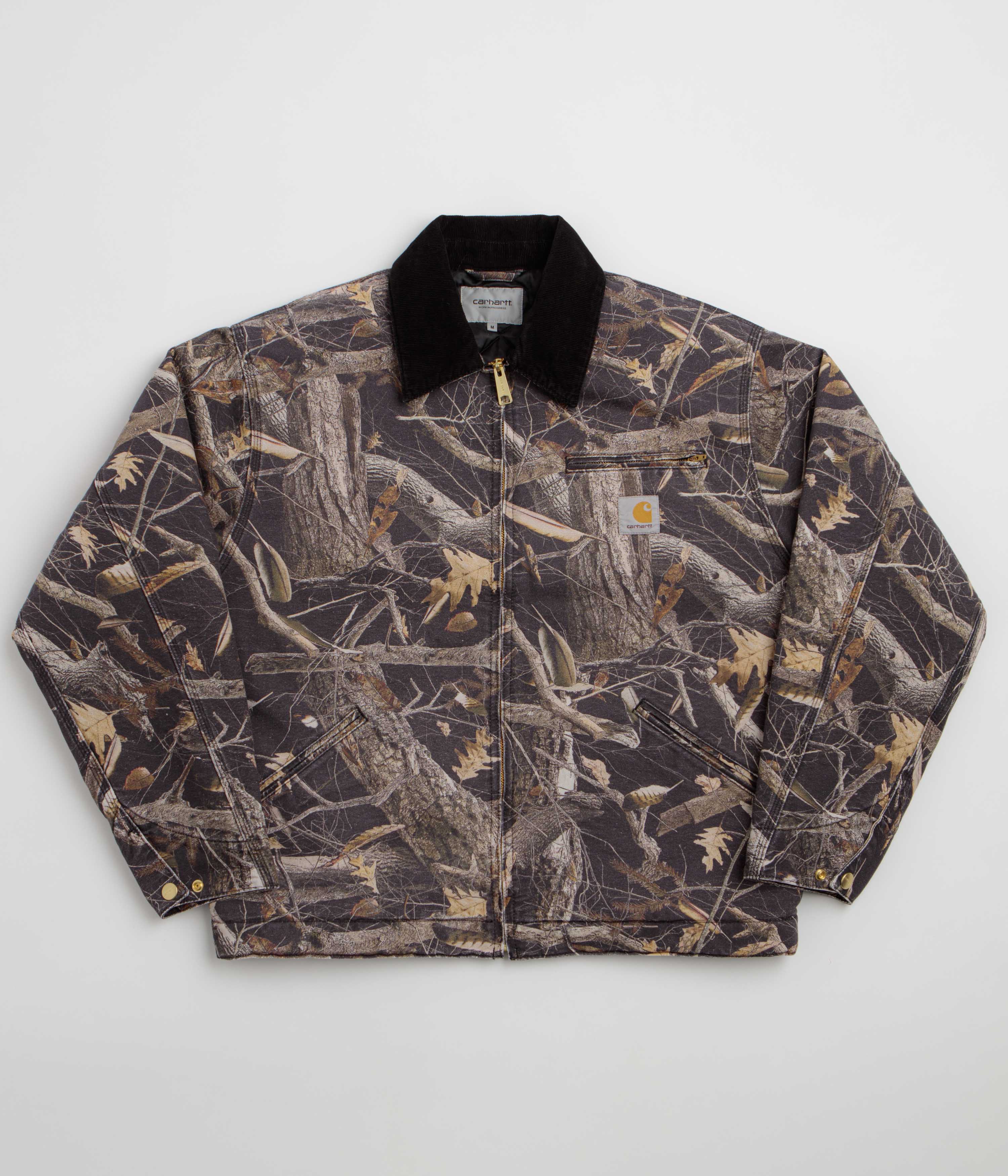 Carhartt OG Detroit Jacket - Camo Feather Tree / Black / Black Heavy Stone Wash