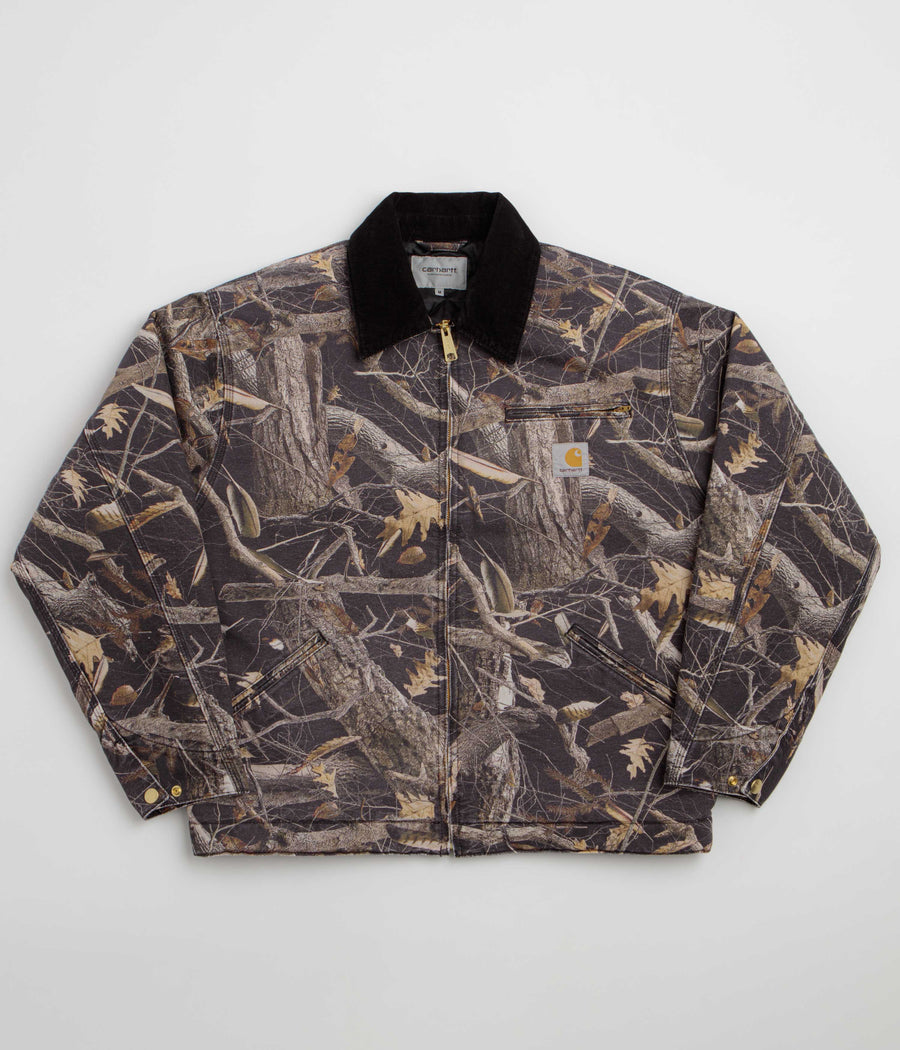 Carhartt OG Detroit Jacket - Camo Feather Tree / Black / Black Heavy Stone Wash