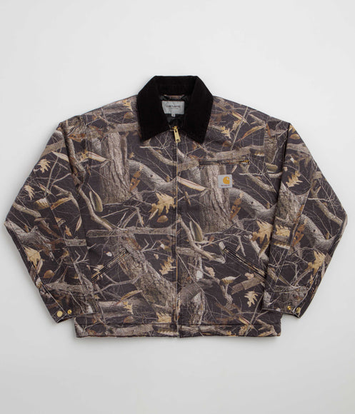 Carhartt OG Detroit Jacket - Camo Feather Tree / Black / Black Heavy Stone Wash