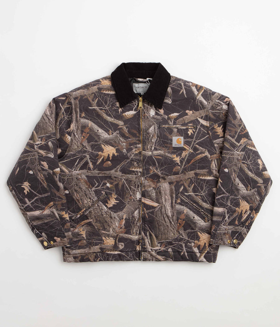 Carhartt OG Detroit Jacket - Camo Feather Tree / Black / Black Heavy Stone Wash