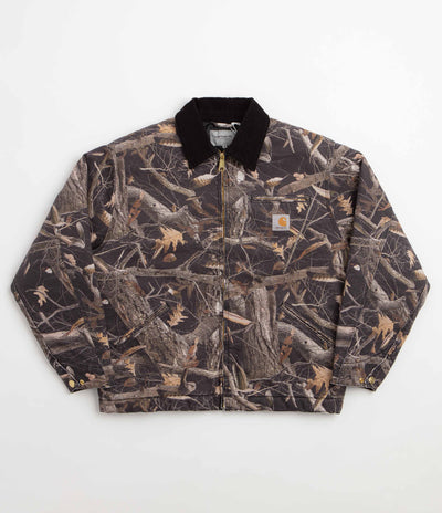 Carhartt OG Detroit Jacket - Camo Feather Tree / Black / Black Heavy Stone Wash
