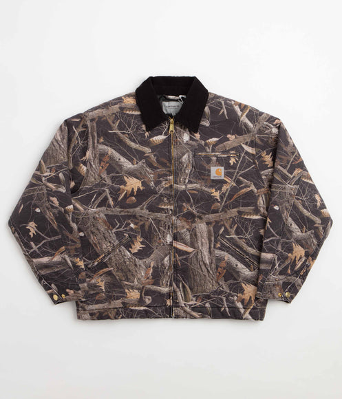 Carhartt OG Detroit Jacket - Camo Feather Tree / Black / Black Heavy Stone Wash
