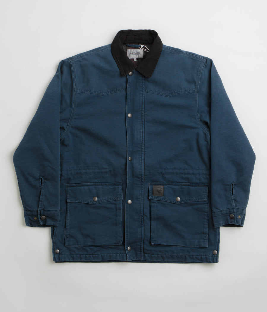 Carhartt OG Santa Fe Coat in Deep Lagoon and Black Stone