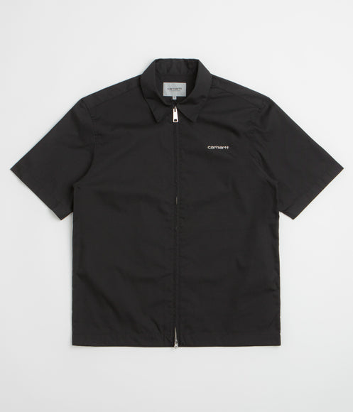 Carhartt Postal Full Zip Short Sleeve Shirt - Black / Wax