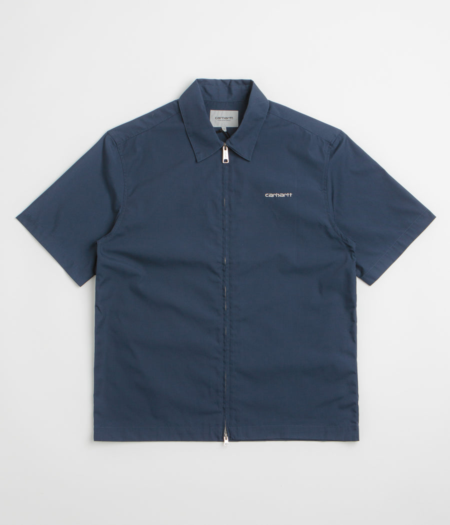 Carhartt Postal Full Zip Short Sleeve Shirt - Blue / Wax