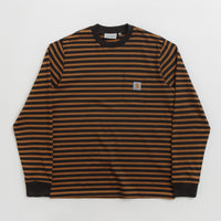 Carhartt Seidler Pocket Long Sleeve T-Shirt - Seidler Stripe / Deep Hamilton Brown / Black thumbnail