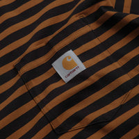 Carhartt Seidler Pocket Long Sleeve T-Shirt - Seidler Stripe / Deep Hamilton Brown / Black thumbnail