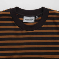 Carhartt Seidler Pocket Long Sleeve T-Shirt - Seidler Stripe / Deep Hamilton Brown / Black thumbnail