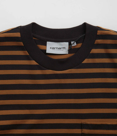 Carhartt Seidler Pocket Long Sleeve T-Shirt - Seidler Stripe / Deep Hamilton Brown / Black