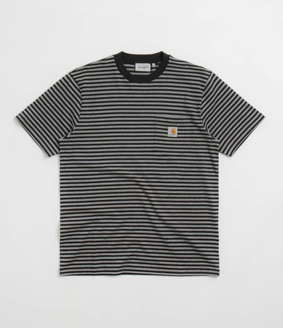Carhartt Verner Pocket T-Shirt in Verner Stripe and Black / Dark Grey Heather