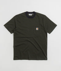 Carhartt Verner Pocket T-Shirt in Verner Stripe and Dark Navy / Office Green