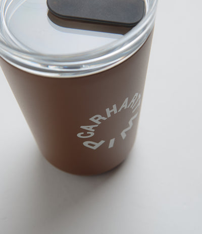 Carhartt x Kinto Work Varsity To Go Tumbler in Stainless Steel and Deep Hamilton Brown
