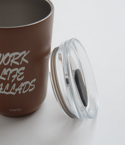 Carhartt x Kinto Work Varsity To Go Tumbler in Stainless Steel and Deep Hamilton Brown