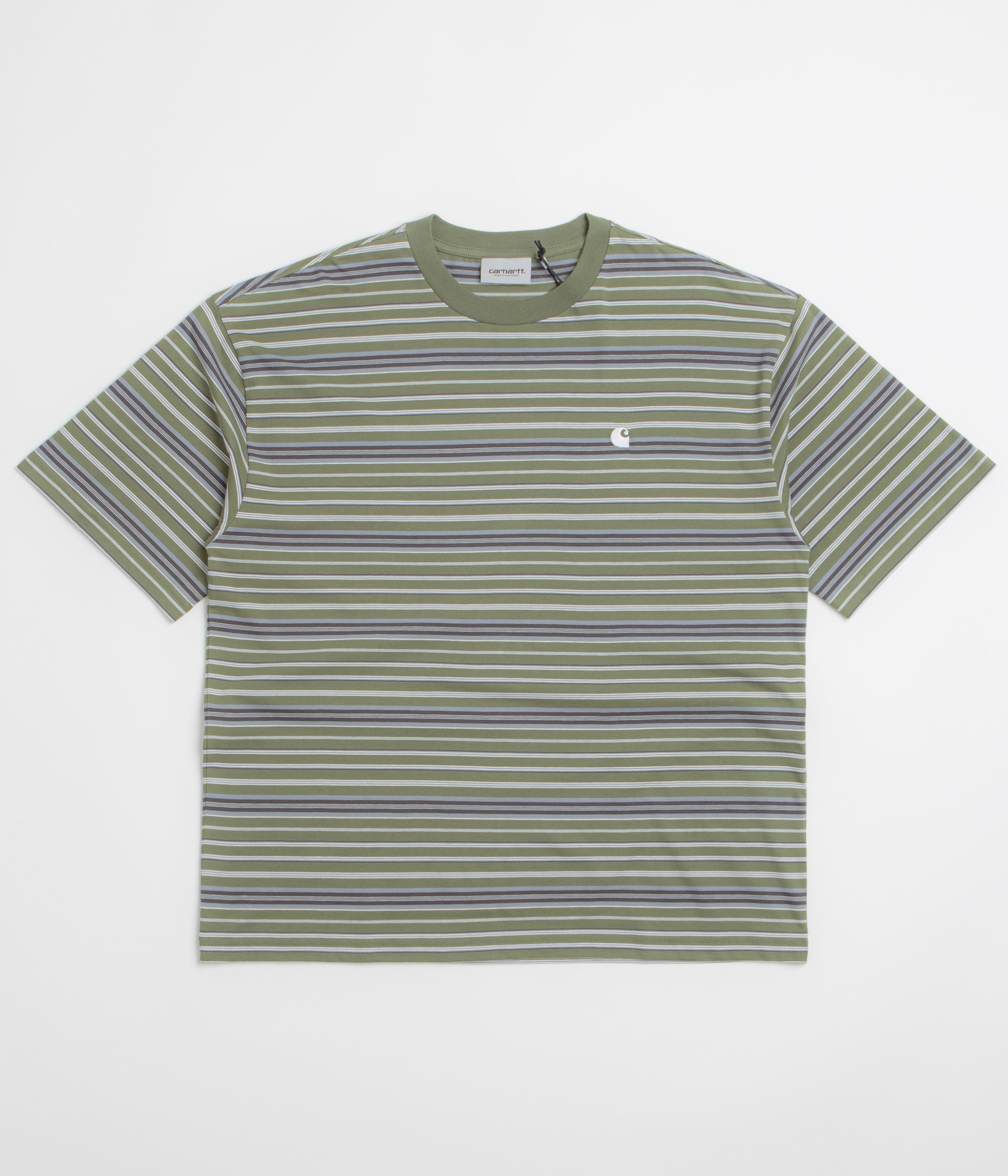 Carhartt Zane T-Shirt in Zane Stripe and Dollar Green