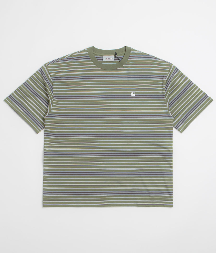 Carhartt Zane T-Shirt in Zane Stripe and Dollar Green