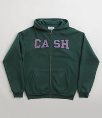 Cash Only Campus Zip-Thru Hoodie in Washed Forest