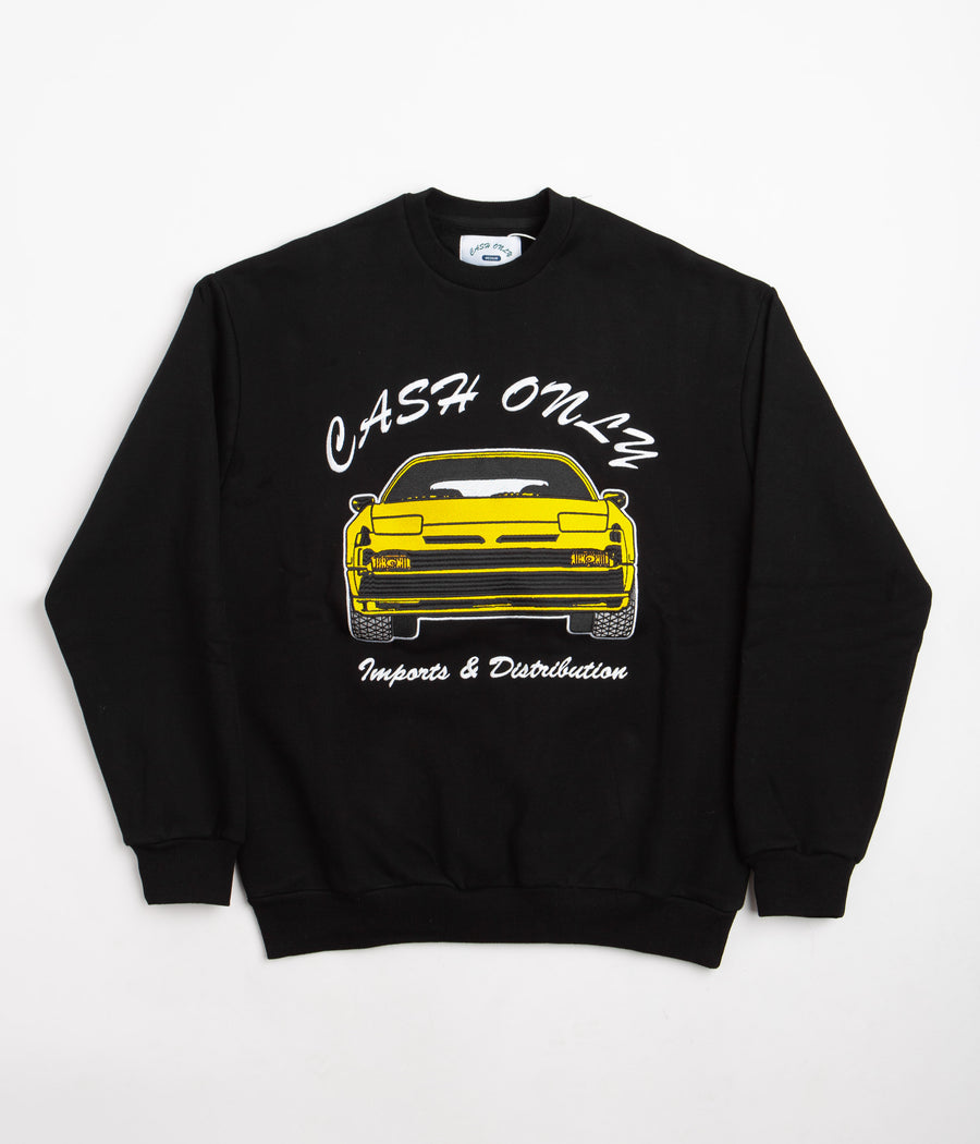 Cash Only Car Embroidered Crewneck Sweatshirt - Black