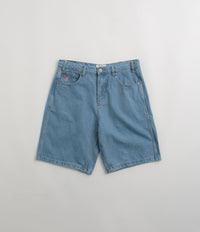 Cash Only Logo Denim Shorts in Washed Indigo