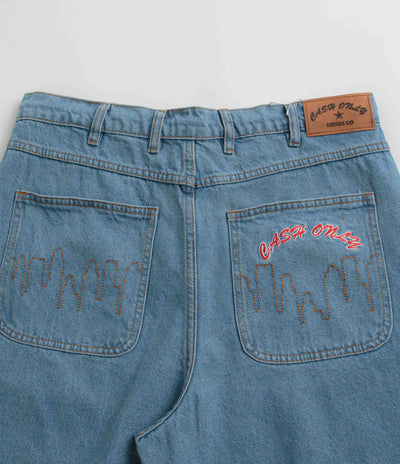 Cash Only Logo Denim Shorts - Washed Indigo
