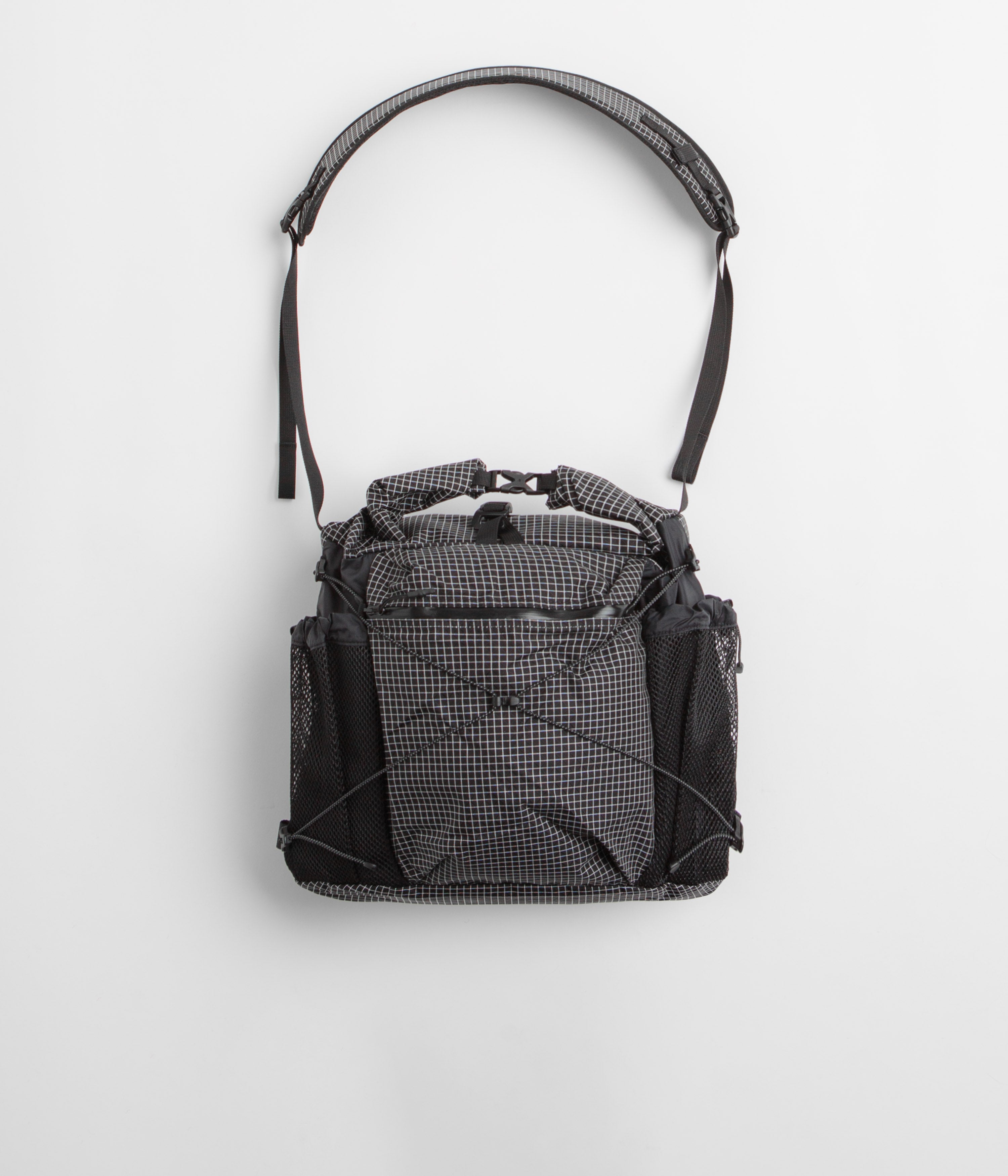 Cayl Rolltop Grid Cross Bag in Black
