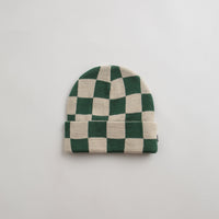 Civilist Checker Beanie in Creme Brulee and Duck Green thumbnail