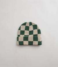 Civilist Checker Beanie in Creme Brulee and Duck Green