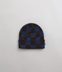 Civilist Checker Beanie in Shale and Maroccan Blue