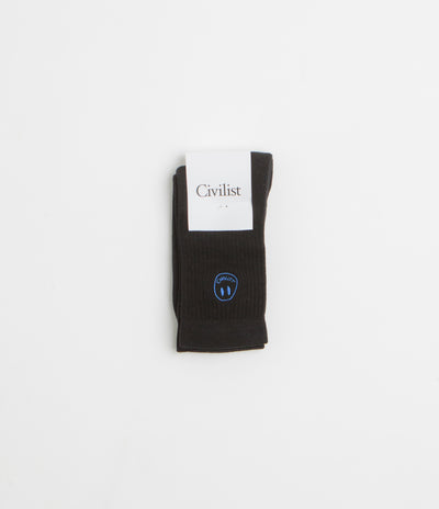 Civilist Mono Smiler Socks in Black and Royal