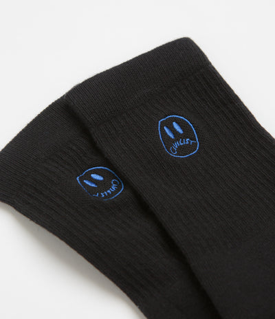 Civilist Mono Smiler Socks in Black and Royal