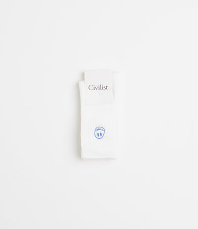 Civilist Mono Smiler Socks - White / Royal