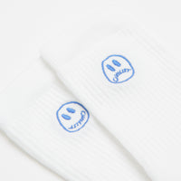 Civilist Mono Smiler Socks - White / Royal thumbnail