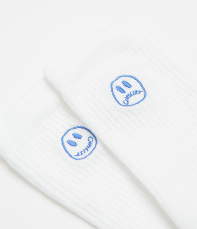 Civilist Mono Smiler Socks - White / Royal