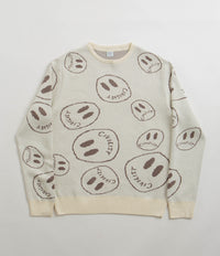 Civilist Smiler Knit Crewneck Sweatshirt in Ecru