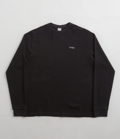 Civilist Thermal Waffle Long Sleeve T-Shirt in Black