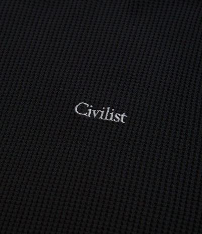 Civilist Thermal Waffle Long Sleeve T-Shirt in Black