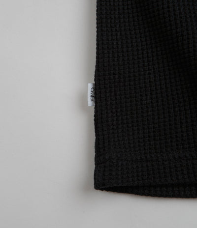 Civilist Thermal Waffle Long Sleeve T-Shirt in Black